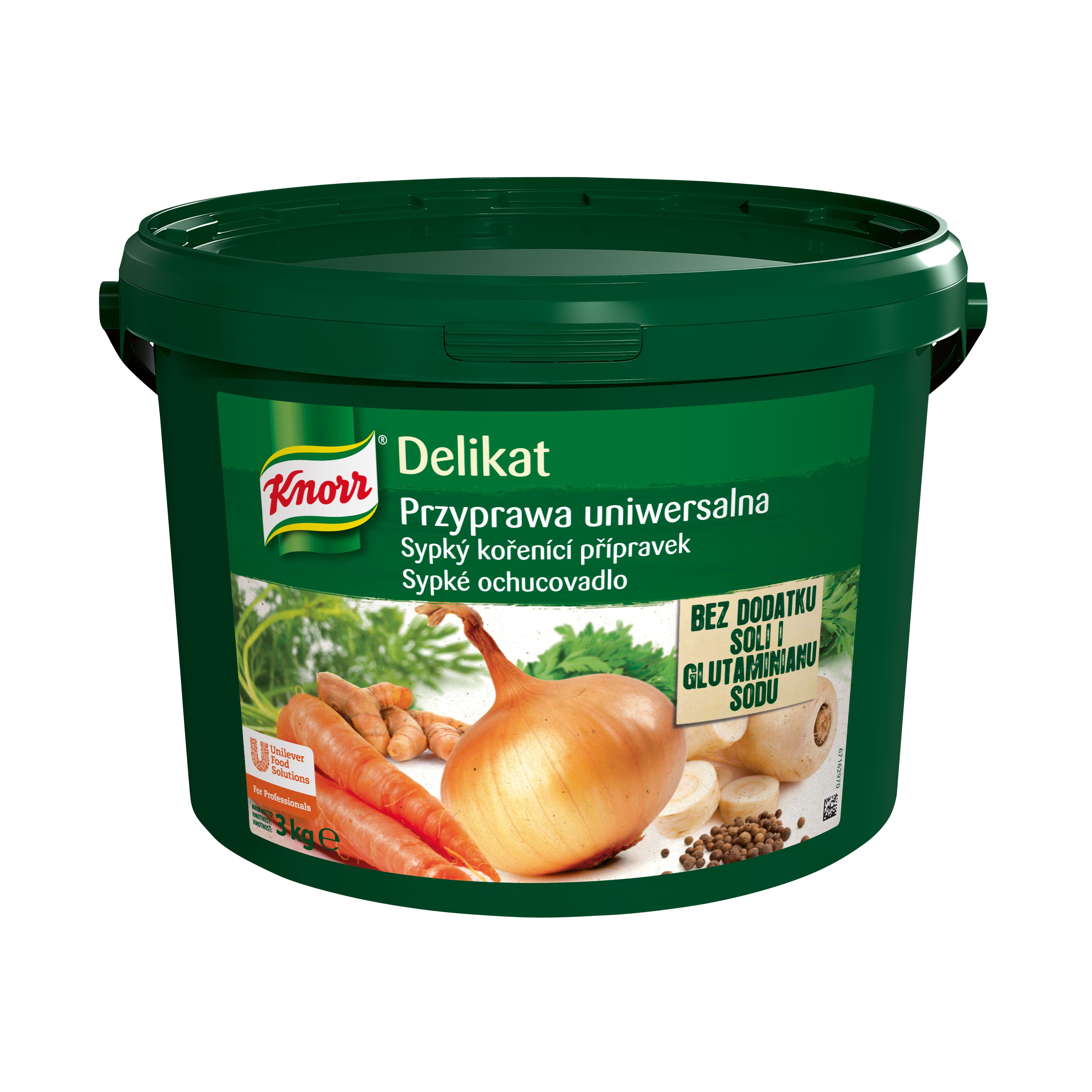 Knorr Delikat Przyprawa Uniwersalna w opakowaniu 3 kg - Nowy Delikat wzbogaca smak szkolnego menu i spełnia kryteria Rozporządzenia Ministra Zdrowia*